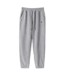 BAPE Embroidery Gray Heather Fleece Casual Pant